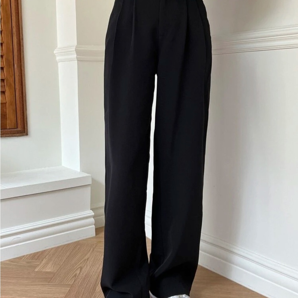 Elegant Black Wide-Leg Pants business casual straight leg